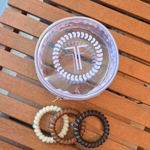 Set of 3 Large Teleties and Irridescent Purple Tote, NWOT